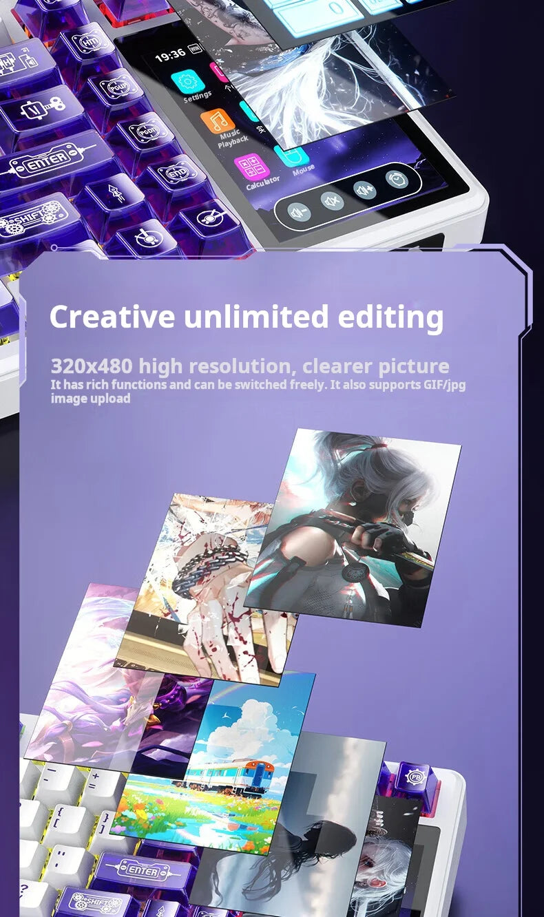 Teclado Mecánico AULA L99 con Pantalla Inteligente, Inalámbrico Bluetooth, Estructura Gasket, Teclado para Juegos con Iluminación RGB y Visión Nocturna
