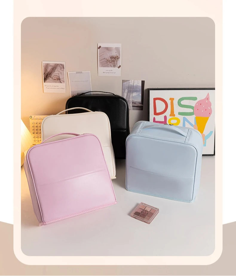 Bolsa de Maquillaje de Viaje para Mujer, Gran Capacidad, Impermeable, Organizador de Cosméticos con Abertura Amplia, Soporte para Brochas Independiente, Fácil Acceso