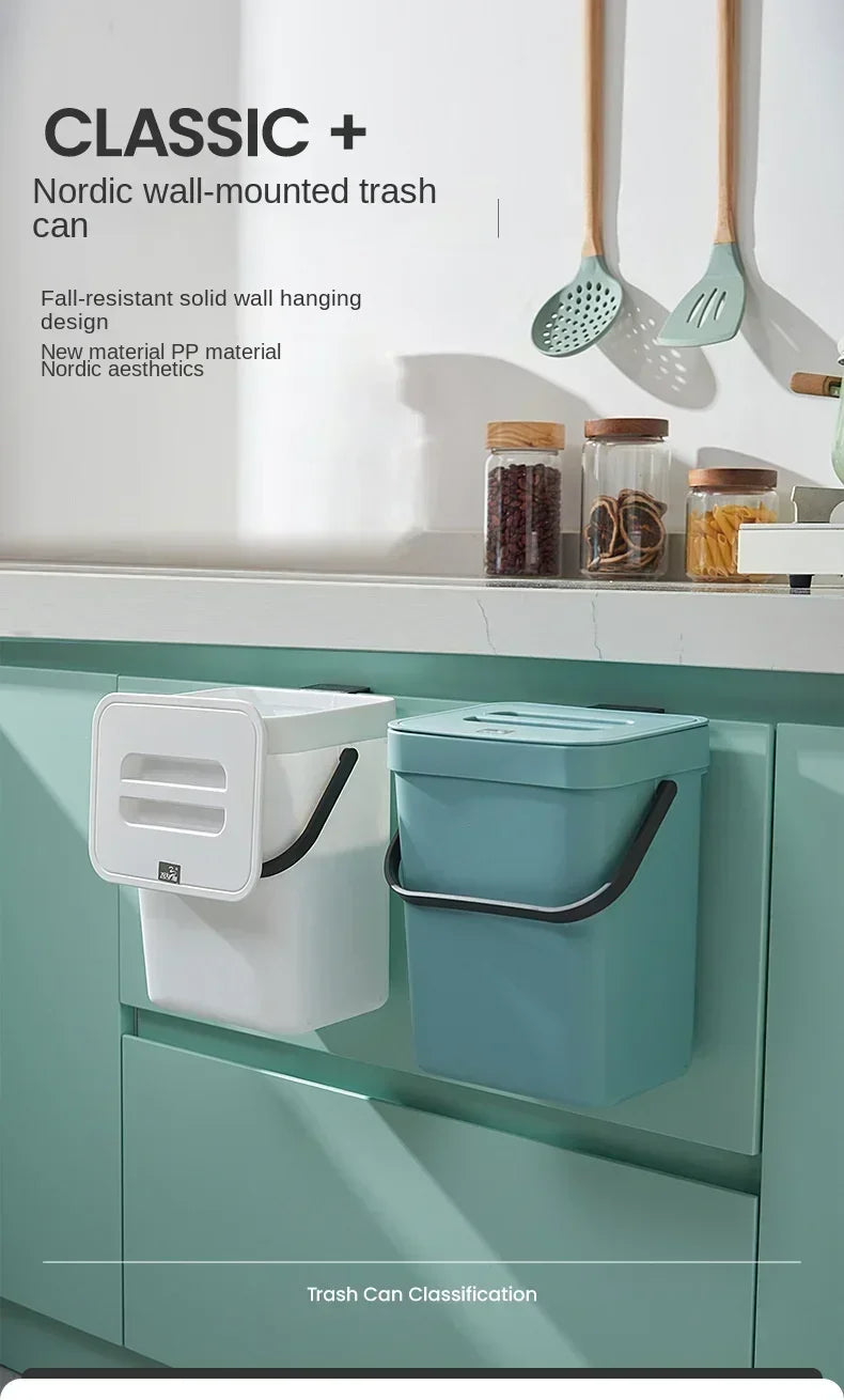 Cubo de basura colgante con tapa silenciosa de 3L a 12L para cocina y baño