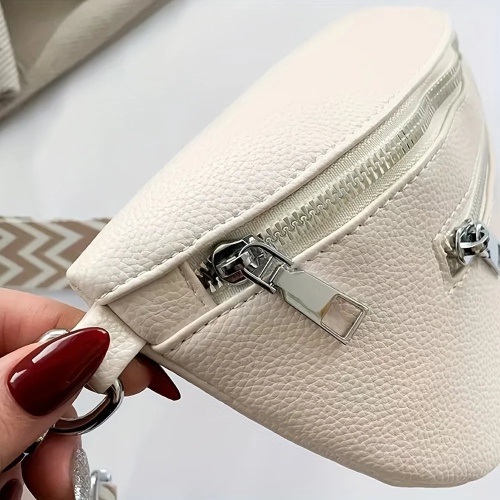Riñonera de Cuero Suave para Mujer Bolso Pecho Cruzado Moda