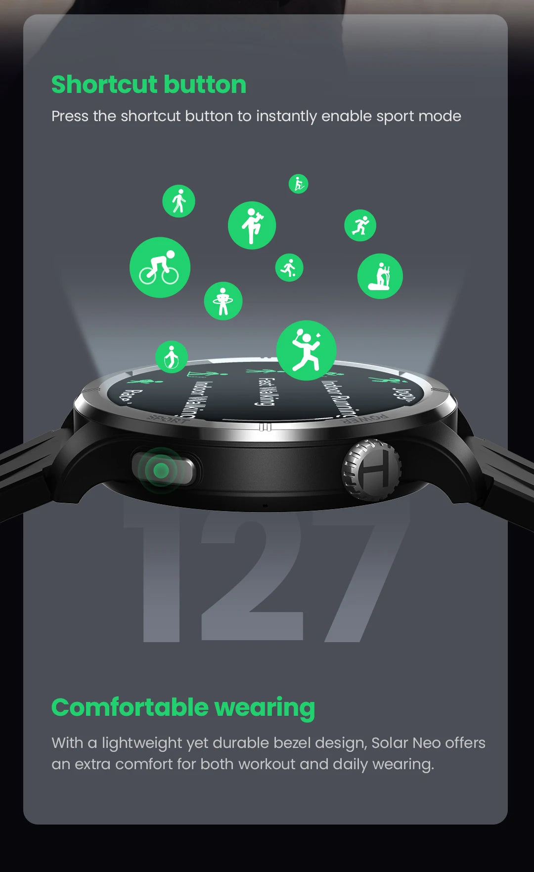 Reloj Inteligente Solar Neo con Pantalla HD, Control de Salud 24H y Llamadas