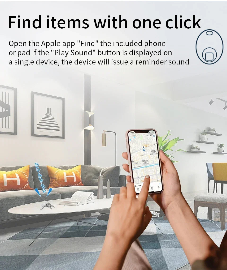 Mini Rastreador GPS Inteligente con Bluetooth, Dispositivo Antipérdida para Mascotas, Compatible con la Aplicación Find My de iOS, Localizador de Llaves, Maletas, Niños, Perros y Gatos