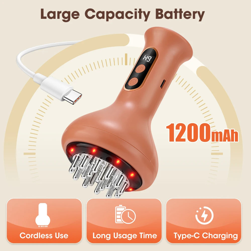 Cepillo meridiano eléctrico, vibración de microcorriente, compresa caliente, dispositivo masajeador de raspado para el cuerpo, herramientas de masaje anticelulítico