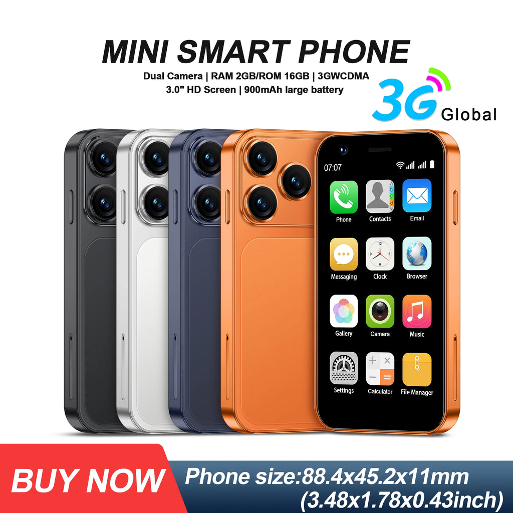 SERVO 18SE Mini Smartphone, pantalla HD de 3,0 pulgadas, 3G WCDMA, 2GB + 16GB, GPS Android, teléfono móvil pequeño, modo de reposo Dual SIM, Play Store