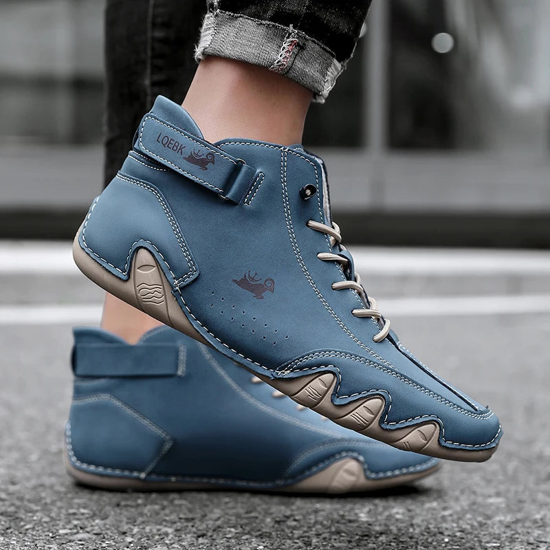 Zapatos informales de cuero, zapatillas de deporte para hombre, mocasines para caminar al aire libre, calzado cómodo, botas de lujo para hombre