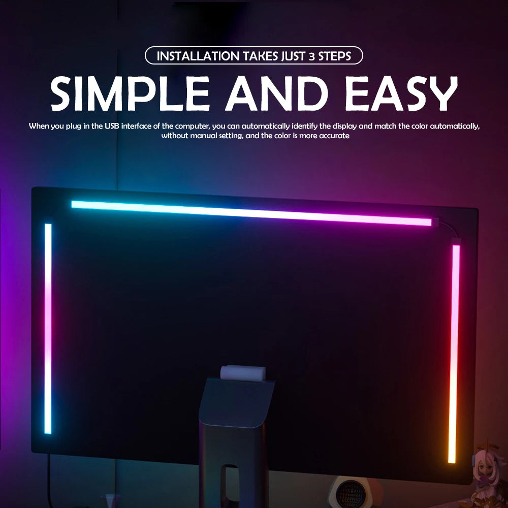 Tira de luces RGB para videojuegos, Monitor con retroiluminación, pantalla LED, sincronización de PC, pantalla de ambiente, aplicación, sincronización de música, decoración, sala de juegos, fiesta