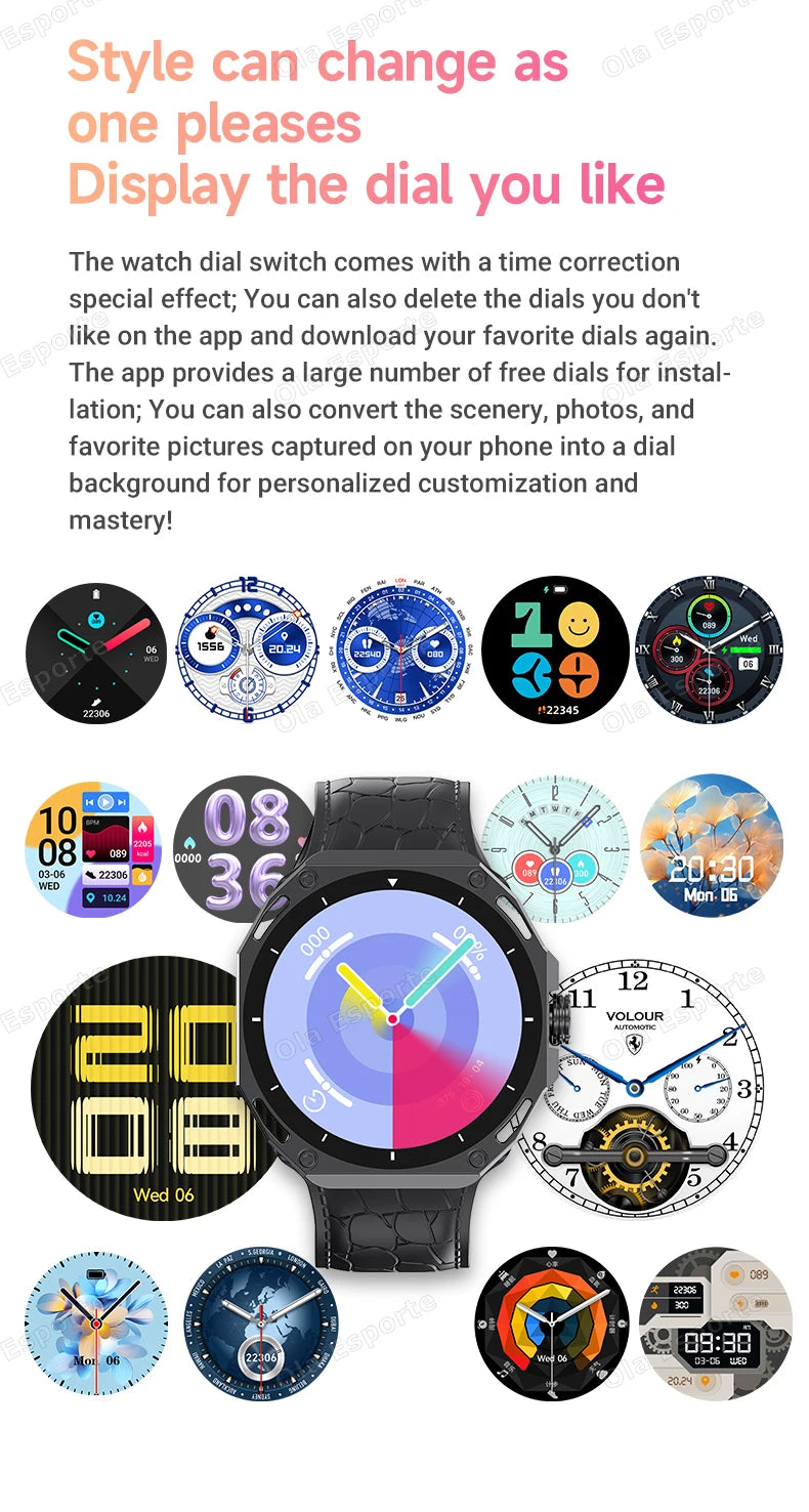 Reloj inteligente 7 en 1 con correas, pantalla AMOLED, dial 3D, GPS, llamadas Bluetooth, resistente al agua IP68, para hombres y mujeres, compatible con Android e iOS, nuevo Hw12