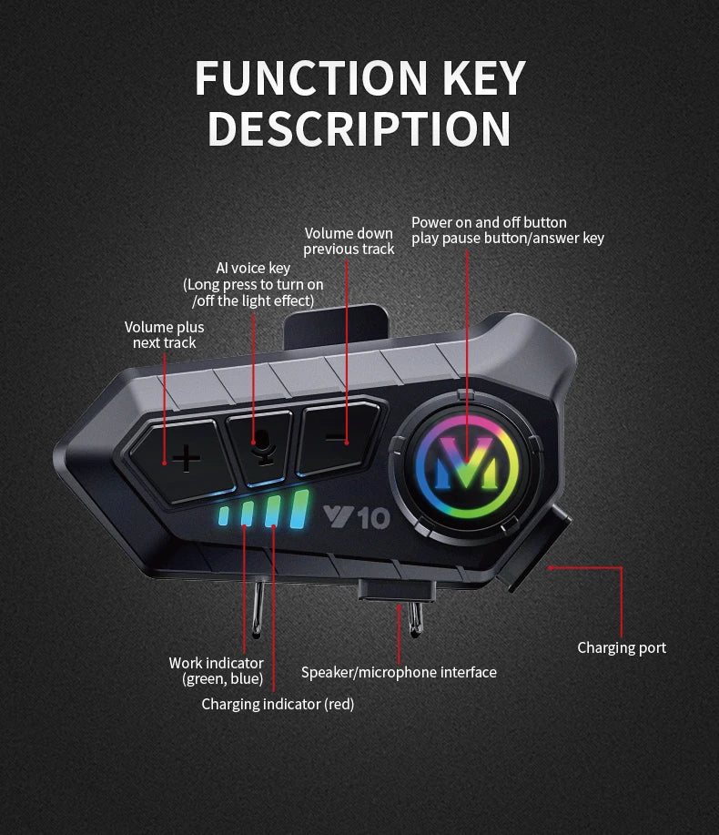Y10 Kit Bluetooth para Casco de Moto Manos Libres