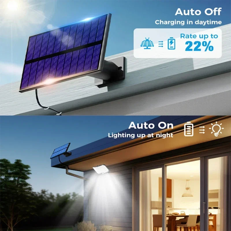 Luz Solar para exteriores, Sensor de movimiento superbrillante, lámpara LED de pared para jardín de gran potencia, resistente al agua IP65, 3 modos de trabajo