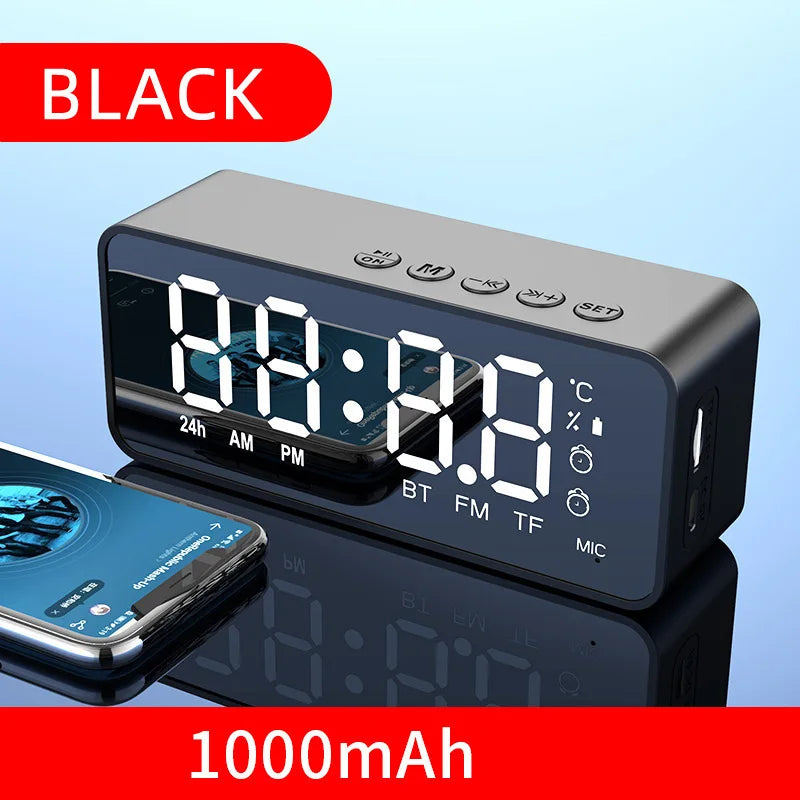 Altavoz Bluetooth Inalámbrico, Reloj Despertador, Radio FM Portátil, Subwoofer, Caja de Sonido, Mini Lámpara, Woofers, Caixa De Som, Coluna, Bocina