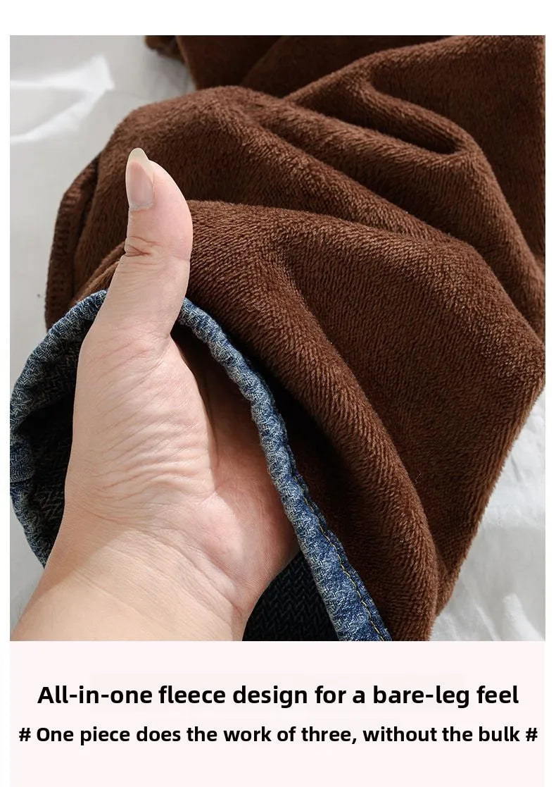 Pantalones Vaqueros de Lana de Pierna Ancha para Mujer