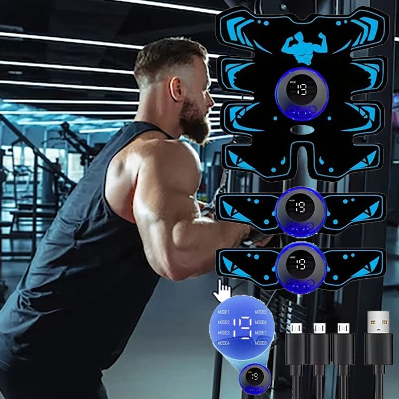 Estimulador Muscular EMS Recargable USB 3 en 1 para Abdomen y Brazos
