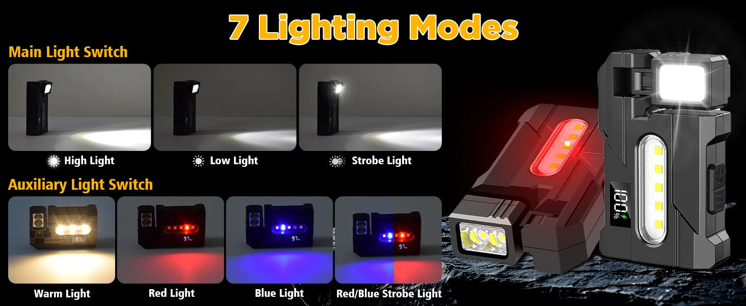 Mini Linterna Multifuncional con Clip Magnético Recargable EDC
