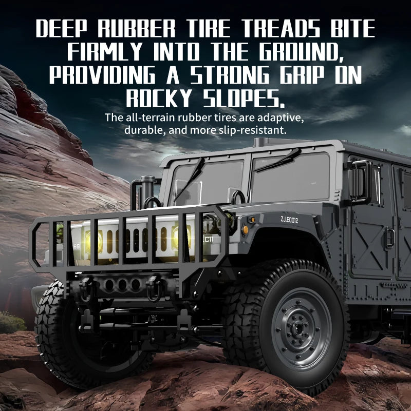 Coche RC Militar Crawler 4WD 2.4G 1:14, Vehículo Todoterreno con Accesorios