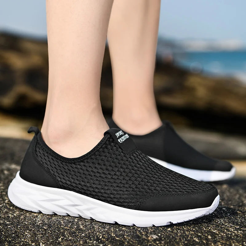 YRZL, zapatillas de deporte para hombre, zapatos informales de malla transpirable para hombre, mocasines antideslizantes para exteriores de talla grande, zapatos de tenis ligeros para caminar para hombre