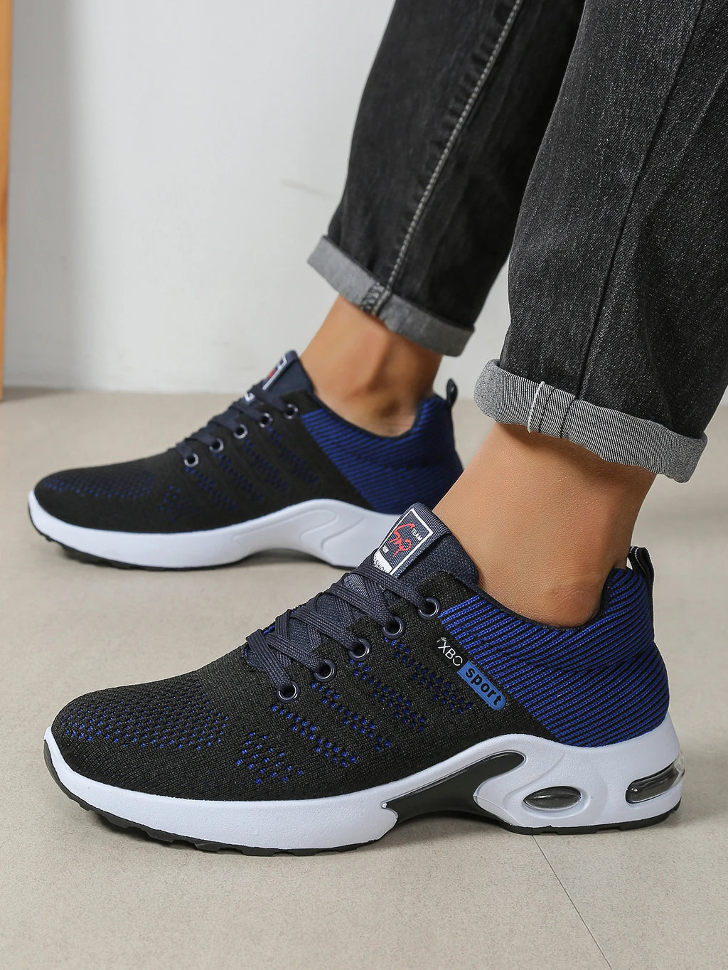 Zapatos para hombre, zapatillas para correr con cordones súper transpirables a la moda, comodidad antideslizante, duradera y con almohada, zapatillas de deporte de moda para hombre