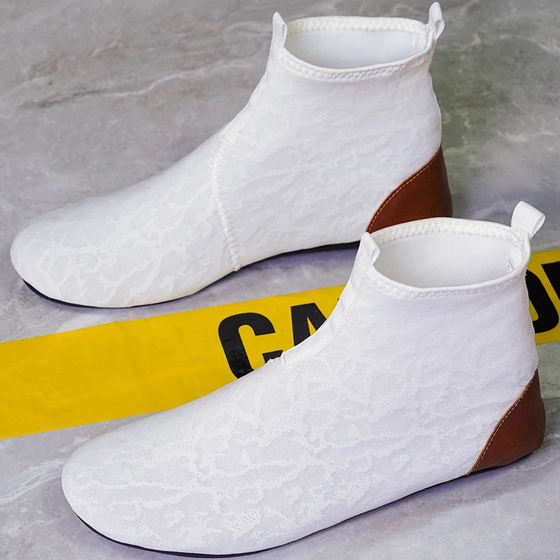 YRZL Mocasines para hombre de malla transpirable, mocasines ligeros de conducción de caña alta, zapatos casuales sin cordones para hombres, zapatos cómodos para caminar