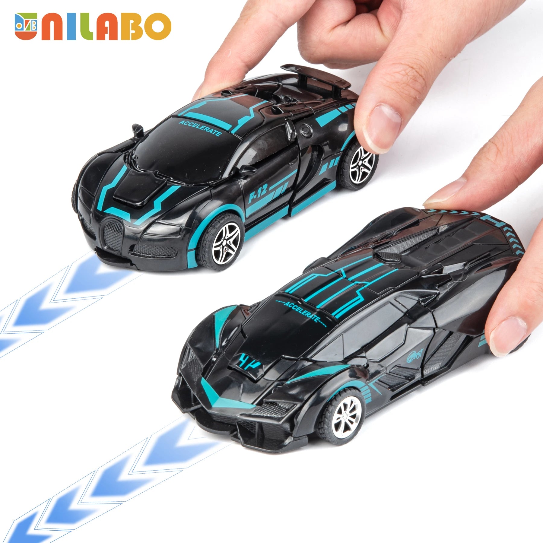 Coche robot transformable sin baterías, juguete educativo colorido para niños