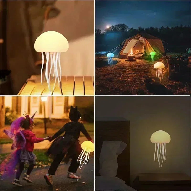 Lámpara de medusa silenciosa mejorada, luz de pez gelatina con patas de baile, control de voz para dormitorios, salas de estar y regalos de Navidad