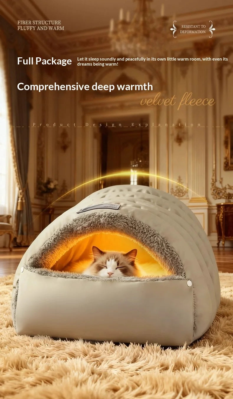 Cama Cueva para Gatos - Suave, Lavable y Antideslizante