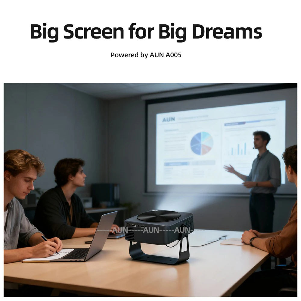 Proyector Android LED 4K 850 Lúmenes 1080P 3D Portátil con Altavoz WIFI para Mini Cine en Casa, Teléfono, Beamer, Smart TV AUN A45