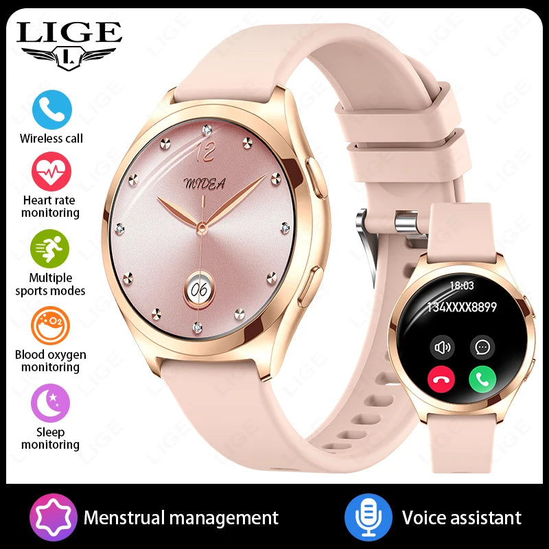 Smartwatch LIGE para mujer con Bluetooth, monitor de salud y esfera personalizable