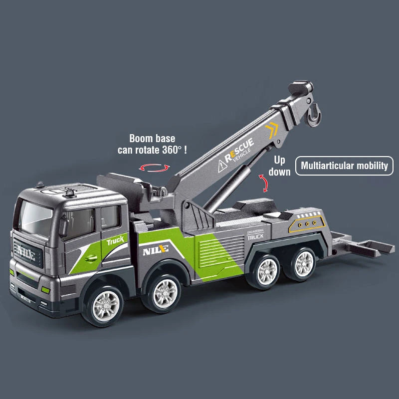 Vehículos de Ingeniería Diecast para Niños, Grúa Excavadora Bulldozer