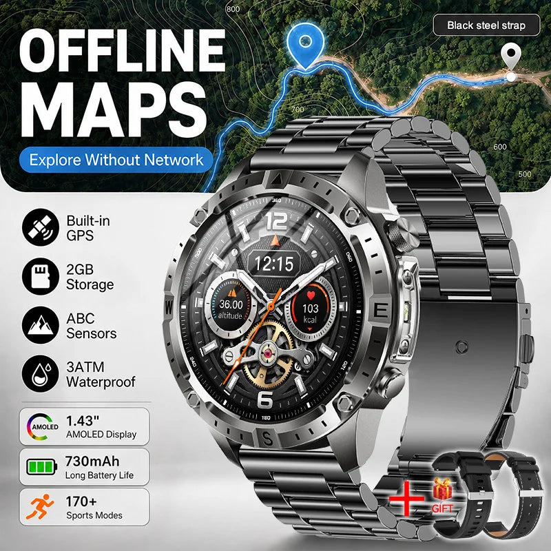 Reloj Inteligente Deportivo con GPS, Mapa Offline y Pantalla AMOLED