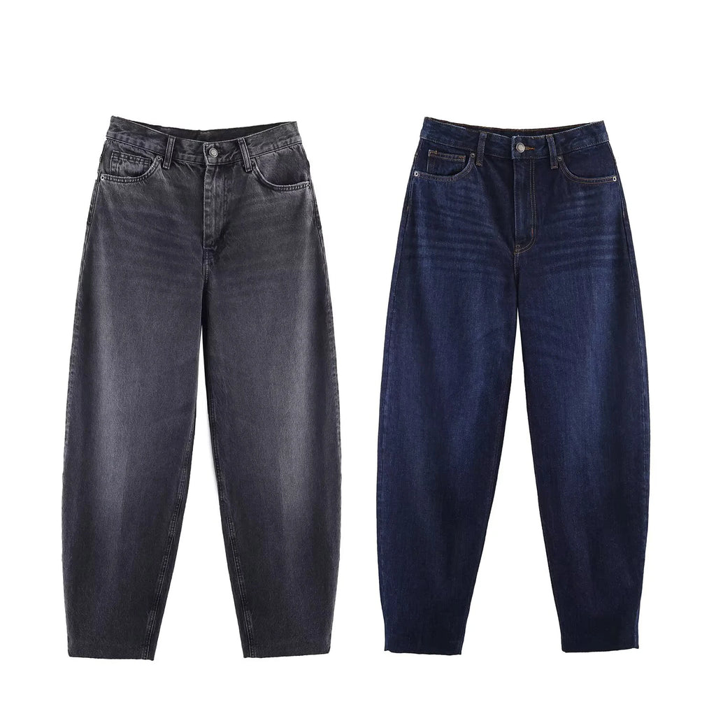 Pantalones Vaqueros en Forma de Cubo de Cintura Alta para Mujer
