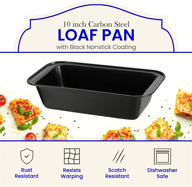 LMETJMA, sartén antiadherente para hornear pan, sartén para pan tostado de acero al carbono, utensilios de cocina rectangulares para hornear para Brownies, pan de carne JT233