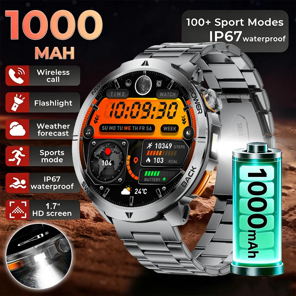 Nuevo Reloj Inteligente T-Rex3 Ultra 2026 con Batería Grande de 1000 mAh, GPS, Resistente al Agua IP68, Linterna LED, Brújula, para Actividades al Aire Libre, Regalo