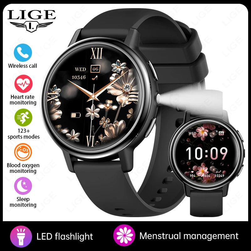 Reloj inteligente LIGE para mujer con pantalla AMOLED y llamadas Bluetooth
