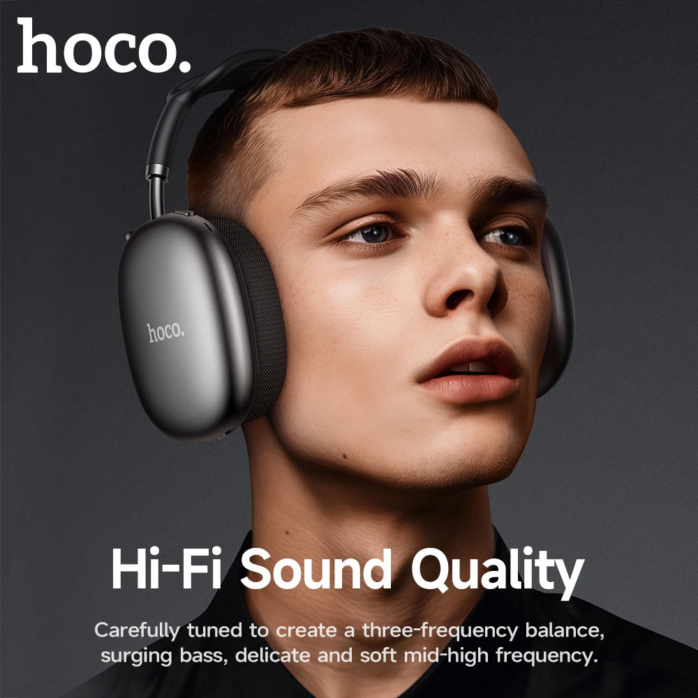 Auriculares HOCO W55 Plus con cancelación de ruido ANC, Bluetooth 5.4, inalámbricos, deportivos, supraaurales, para teléfonos inteligentes, modo AUX.