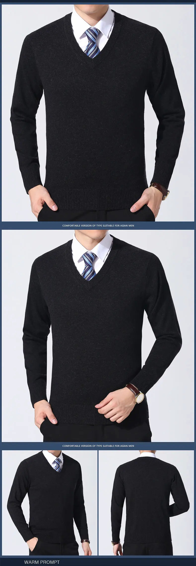 2025 nueva marca de moda suéter para hombre jersey con cuello en V jerséis ajustados tejido grueso cálido otoño estilo coreano ropa Casual para hombre