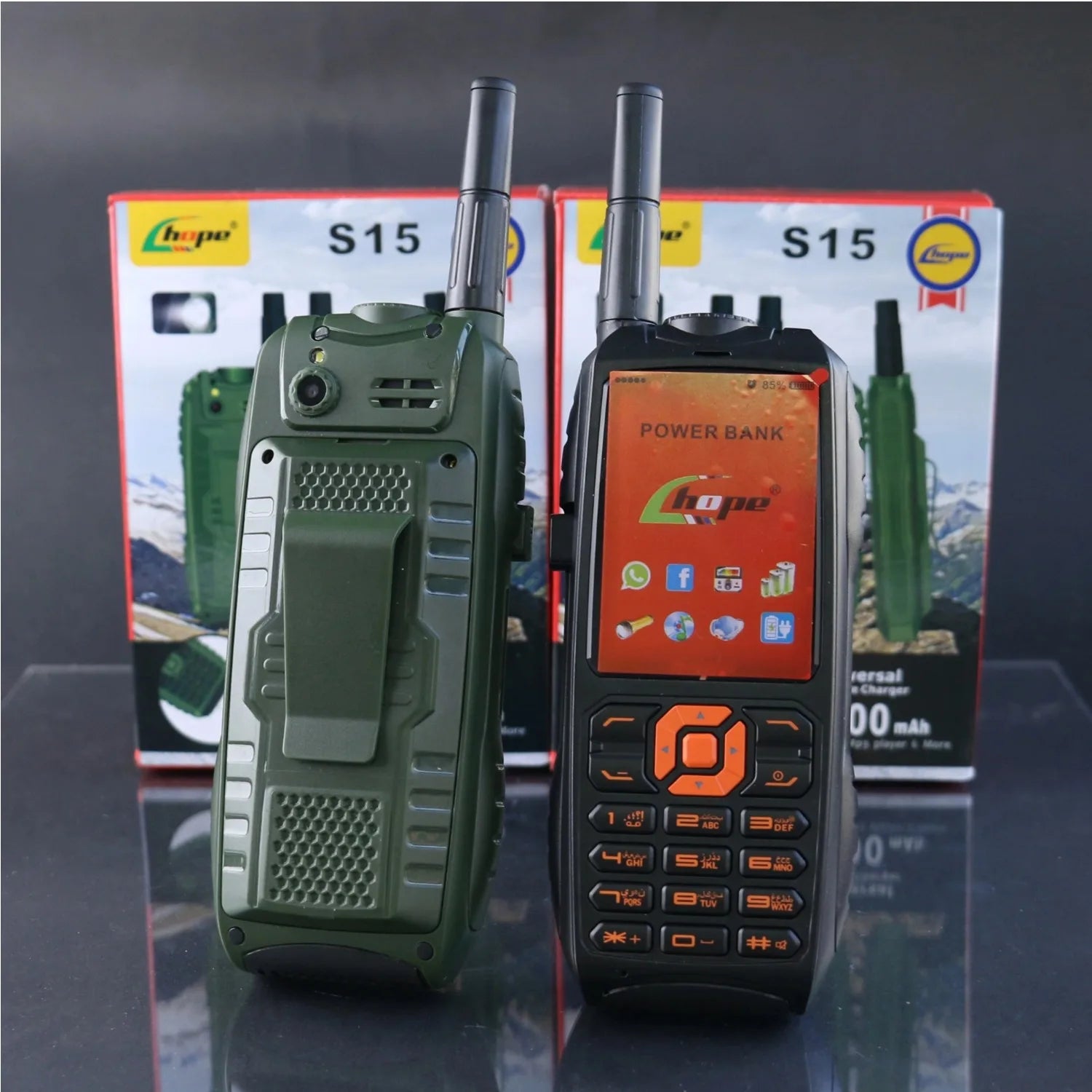 Teléfono militar a prueba de golpes con batería grande, 3 botones SIM SOS, marcación de velocidad de voz fuerte, Clip incorporado, función robusta para personas mayores