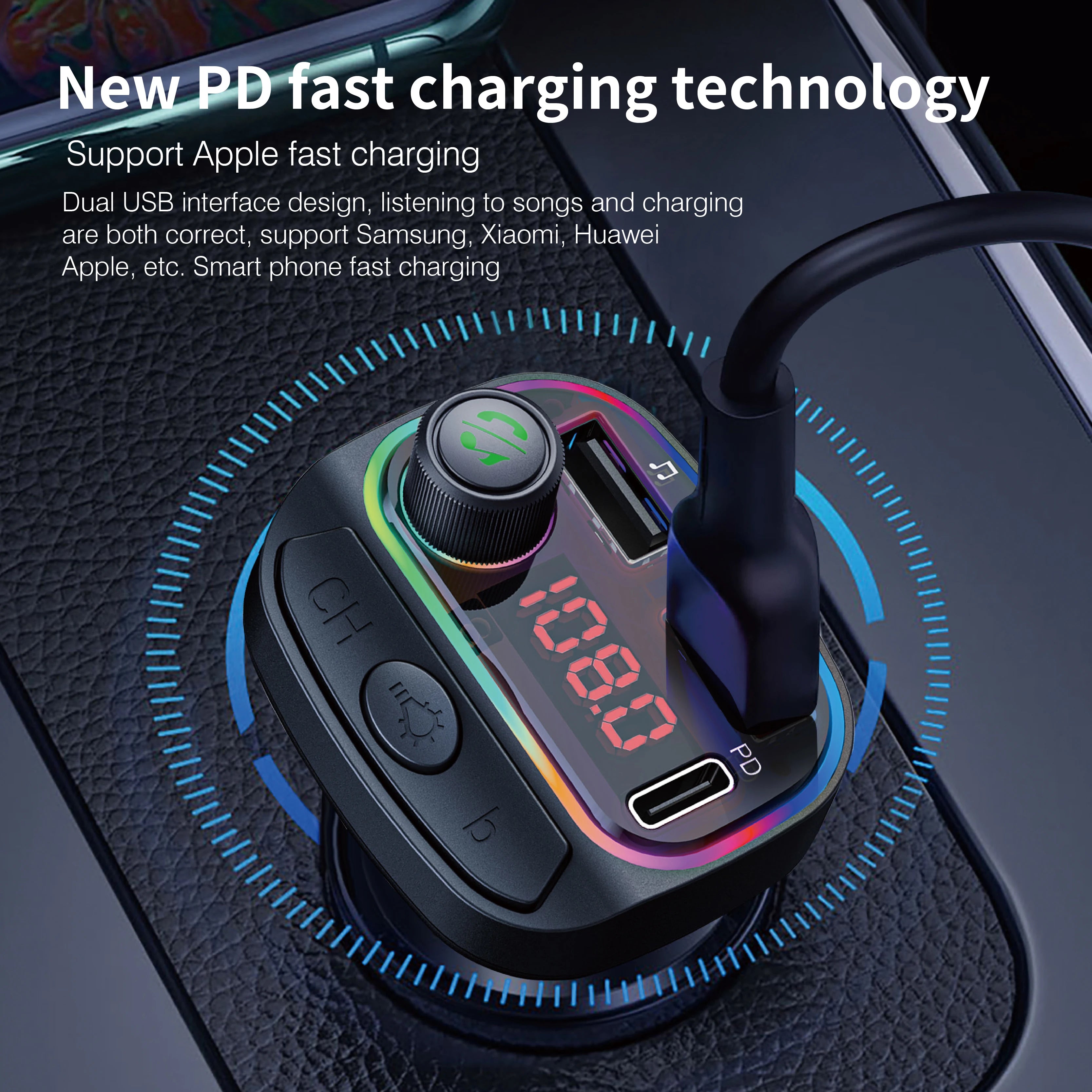 Transmisor FM Bluetooth DYBO para Auto, Cargador USB Dual, Manos Libres