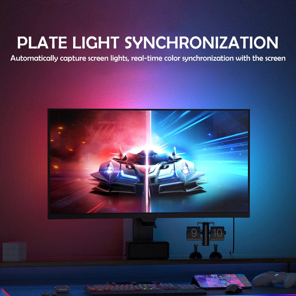 Tira de luces RGB para videojuegos, Monitor con retroiluminación, pantalla LED, sincronización de PC, pantalla de ambiente, aplicación, sincronización de música, decoración, sala de juegos, fiesta