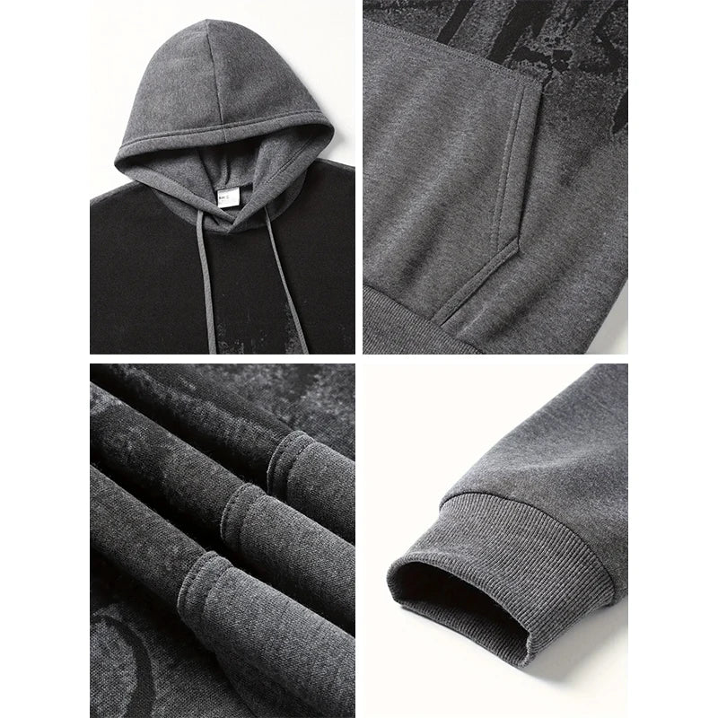 Hoodie con Estampado Cruz para Hombre — Buzo con Capucha Estilo Urbano