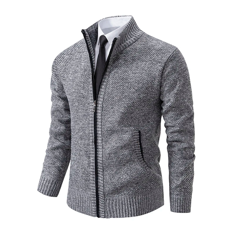 Buzo Cárdigan con Cremallera para Hombre – Cuello Alto y Forro Polar