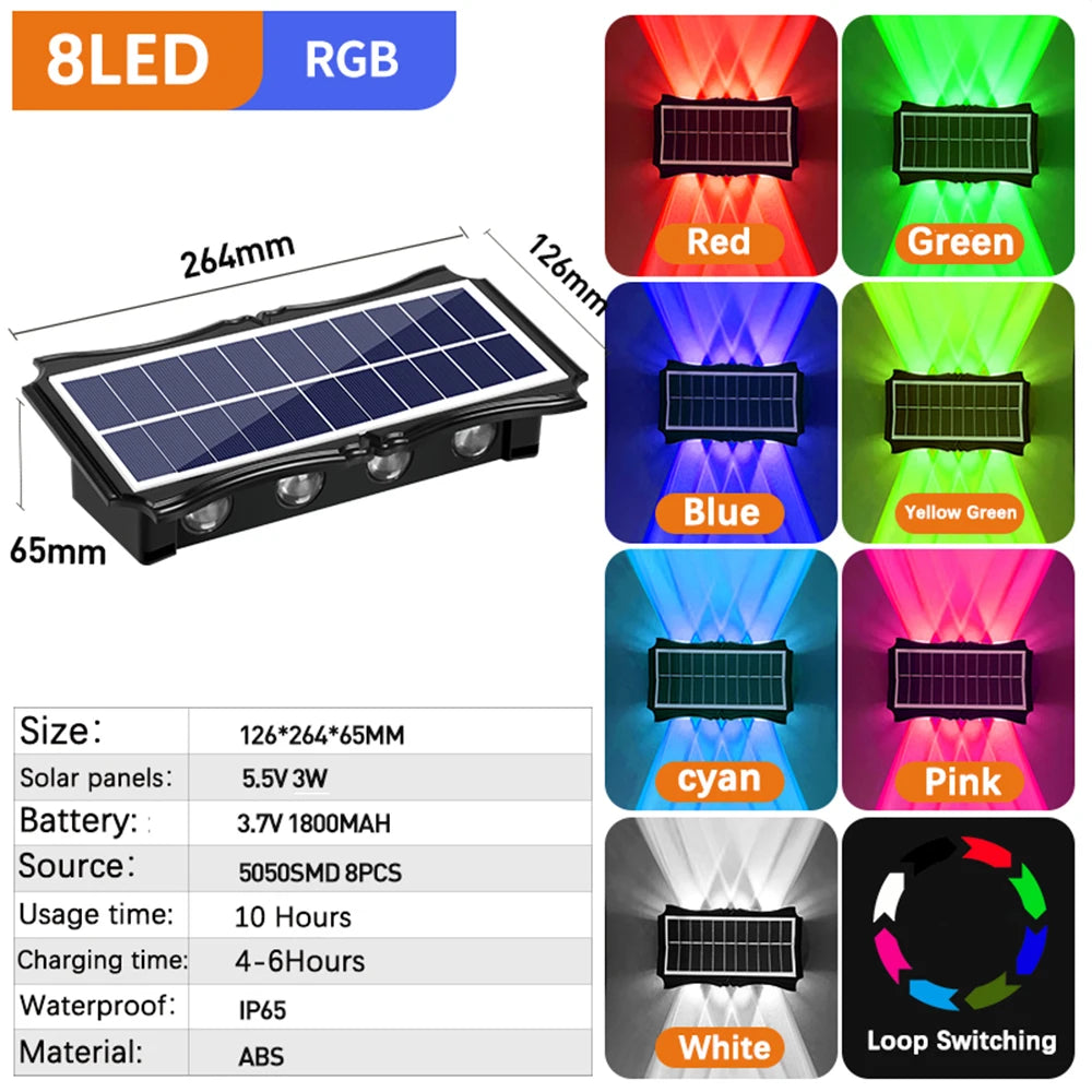 Lámpara Solar LED de Pared para Jardín - Impermeable con RGB