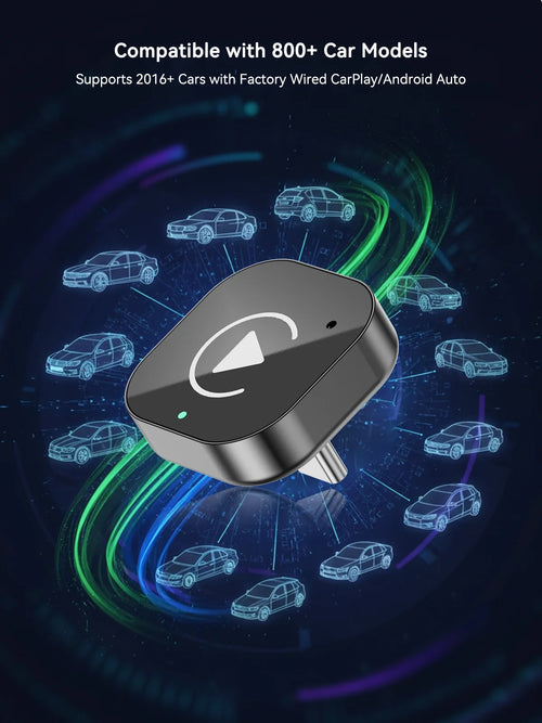 (Tipo C) Dongle carplay 2 en 1, carplay inalámbrico Apapter USB C/Android Auto USB C para converte con cable a Plug & Play inalámbrico