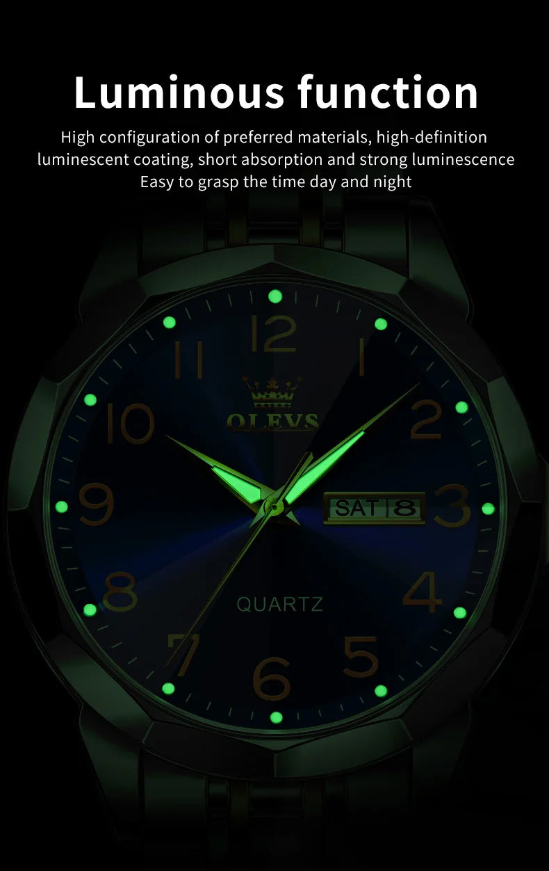 Reloj de Cuarzo Analógico para Hombre OLEVS 9970 Acero Inoxidable Negocios