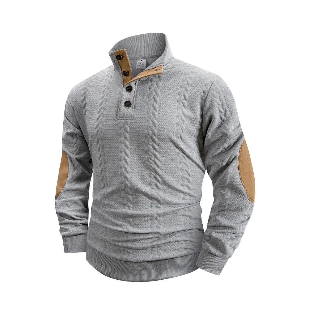 Suéter Tejido Jacquard Hombre Cuello Alto con Botones