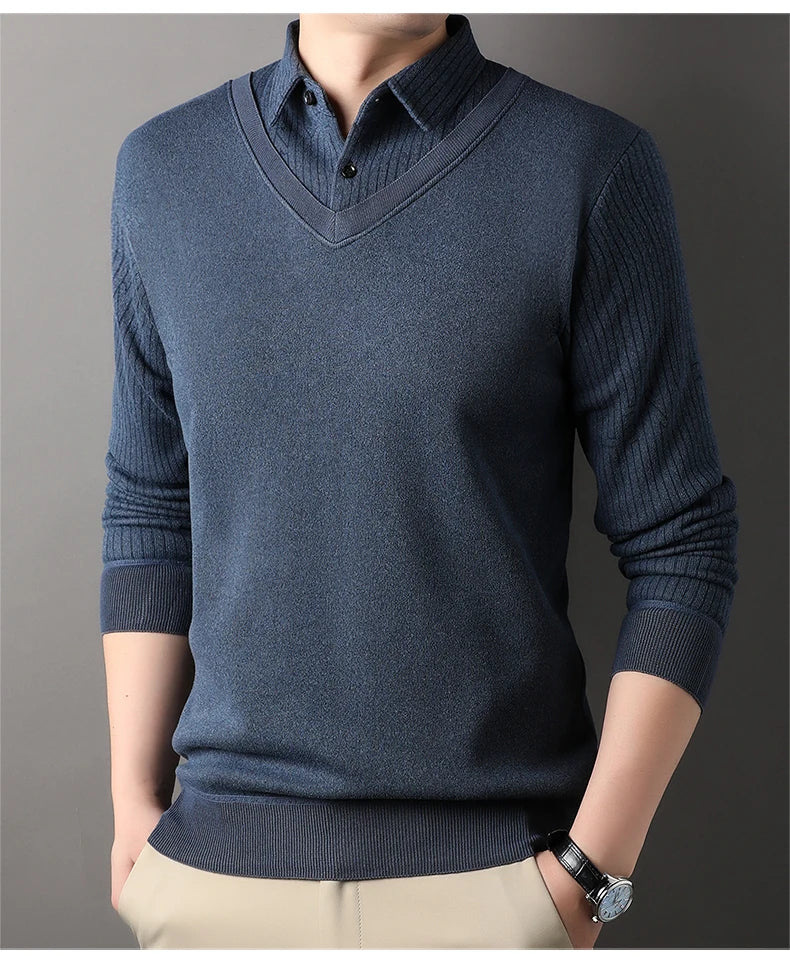 Suéter de Punto a Cuadros para Hombre | Cuello Cuadrado