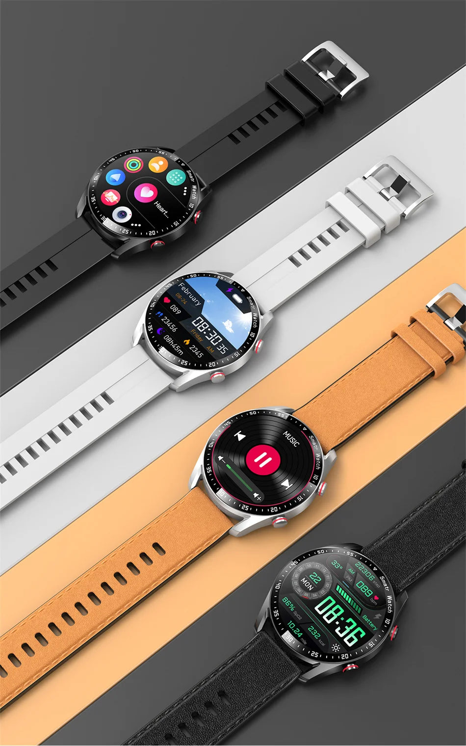 Reloj inteligente deportivo ECG + PPG para hombre, pulsera con llamadas, Bluetooth, láser, presión arterial, resistente al agua + caja