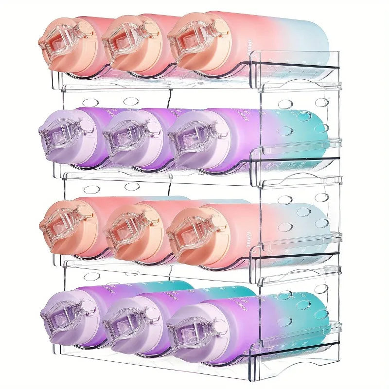 Estante modular expandible para almacenamiento de tazas, organizador transparente de 2 a 3 capas para vasos aislantes, copas de vino, encimera de cocina