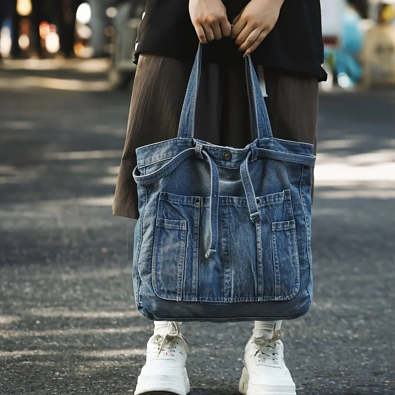 Bolso de Mano Vaquero de Gran Capacidad para Mujer