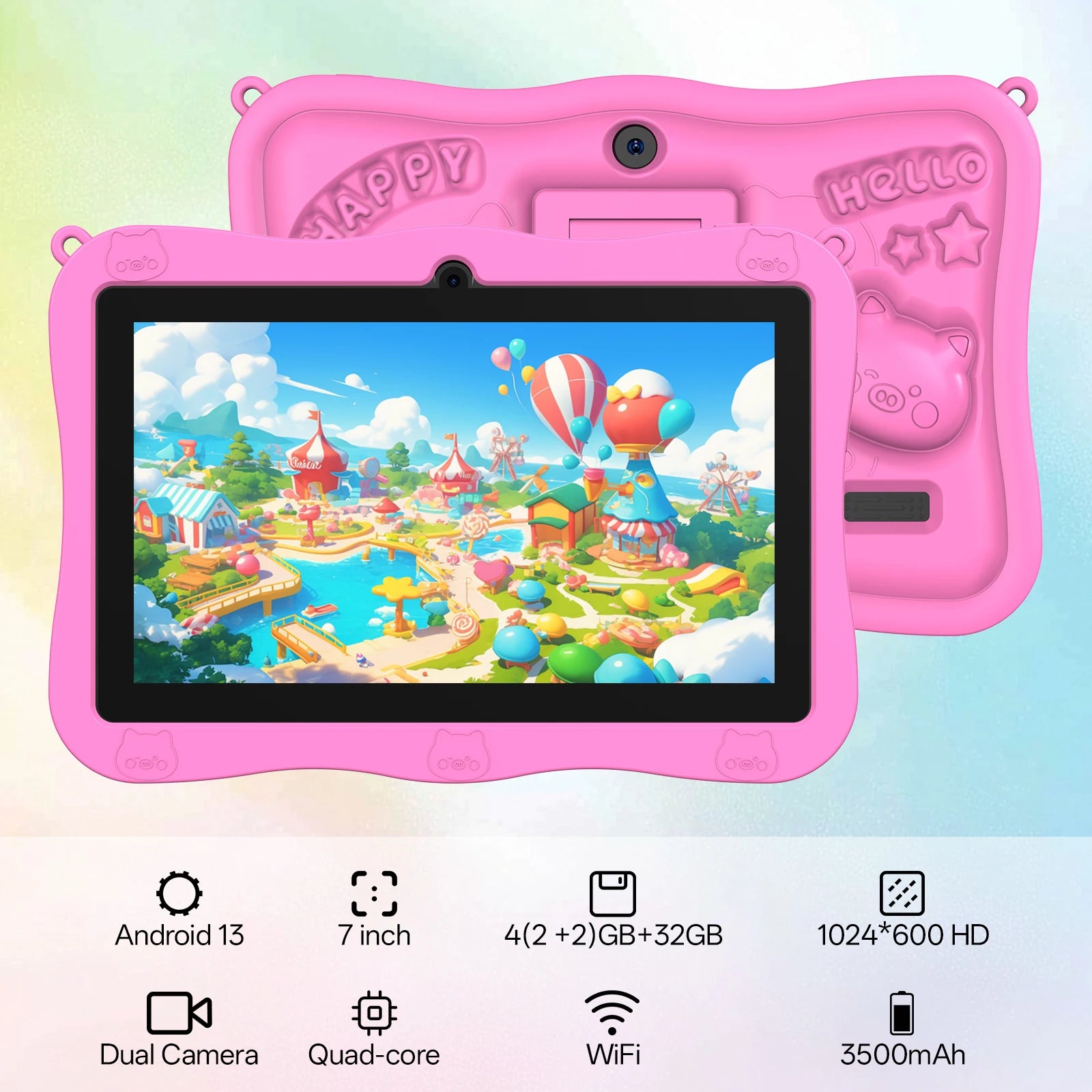 Tableta Nueva y Mejorada 2026: Sistema Operativo Android 13.0, 4GB (2+2) de RAM + 32GB de ROM + 1TB de Memoria Expandible, Batería de 3,500mAh