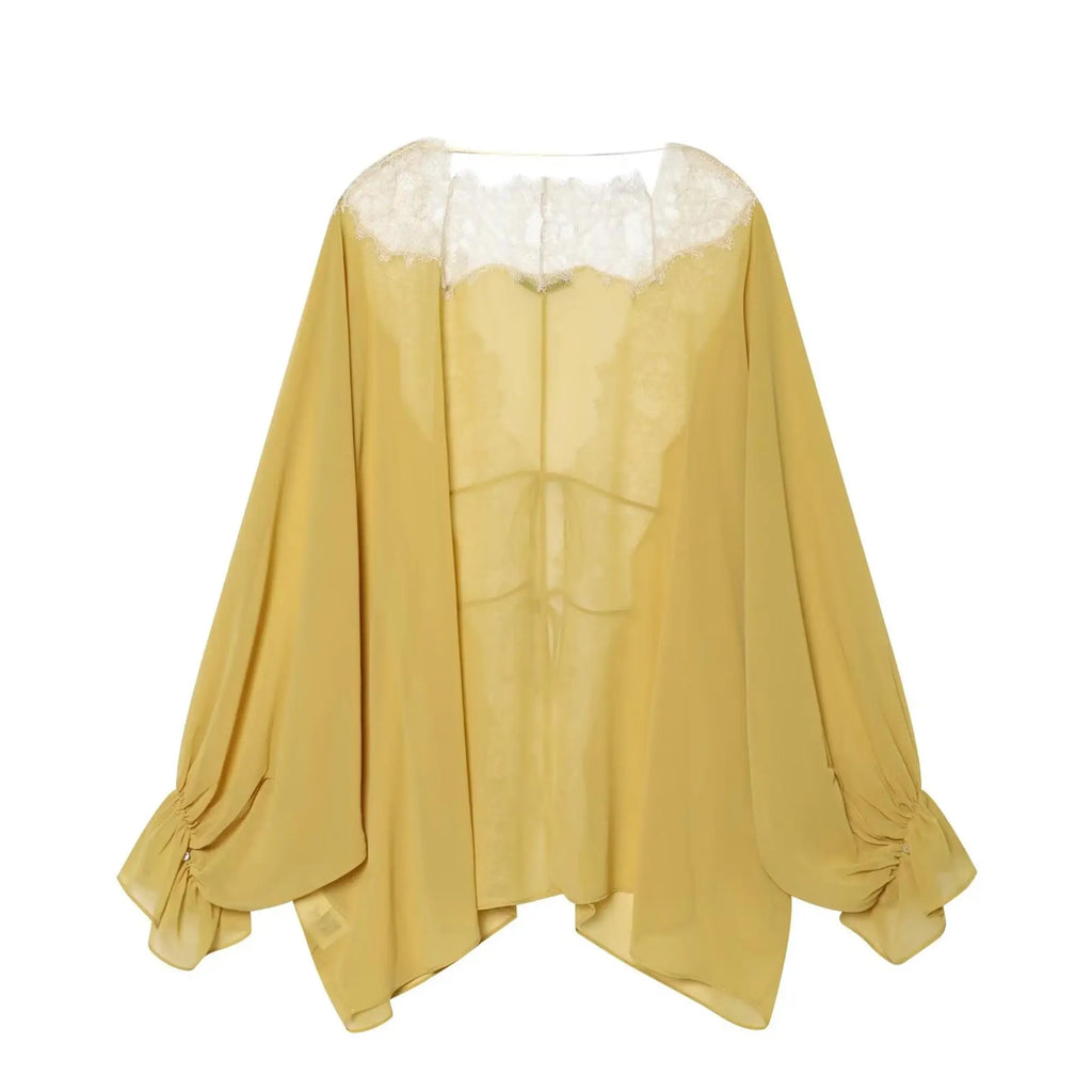 Blusa Elegante con Encaje y Manga Larga para Mujer