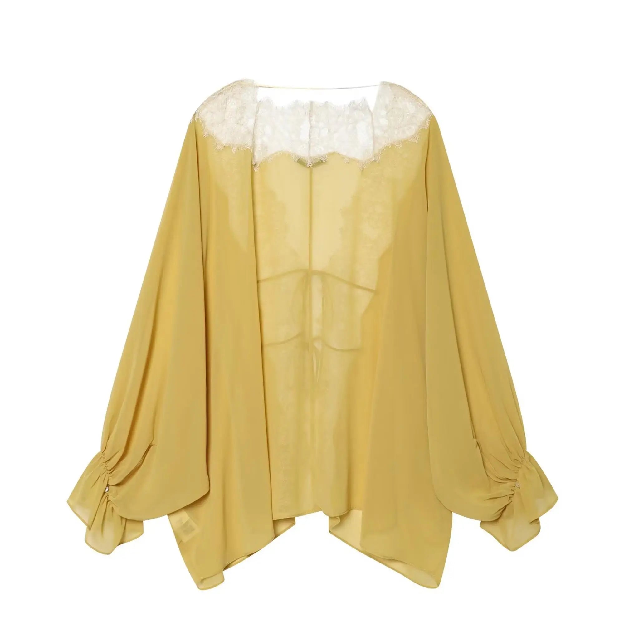 Blusa Elegante con Encaje y Manga Larga para Mujer
